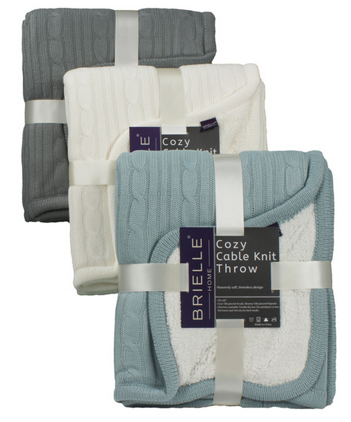 Brielle Cozy Cable Knit Throw