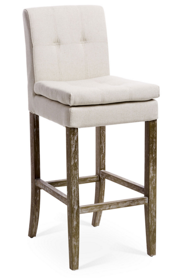Mid Century Modern Linen Barstool Beige