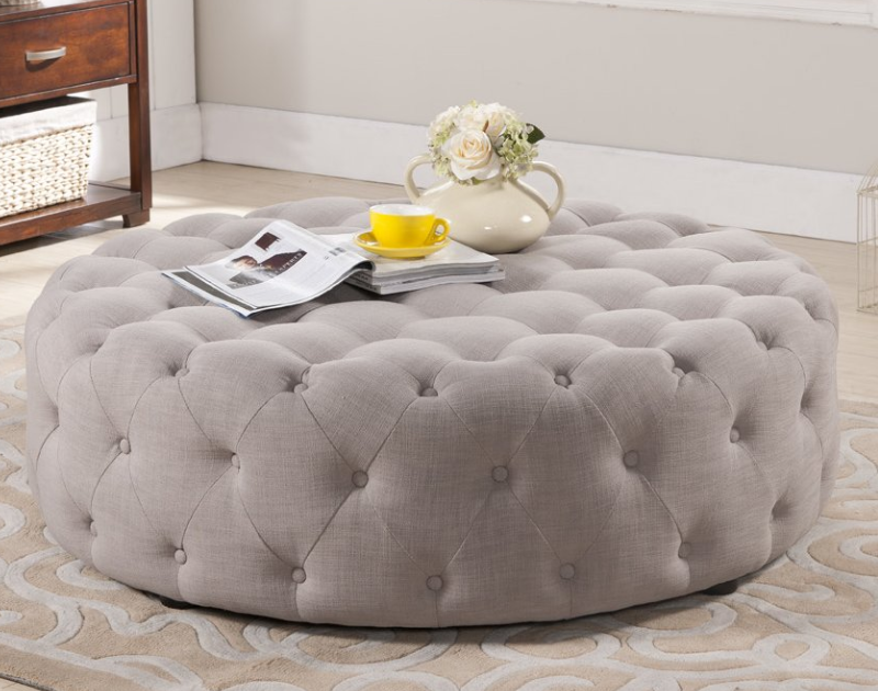 Top 7 Beige Round Tufted Cocktail Ottomans For Stylish Living Room ...